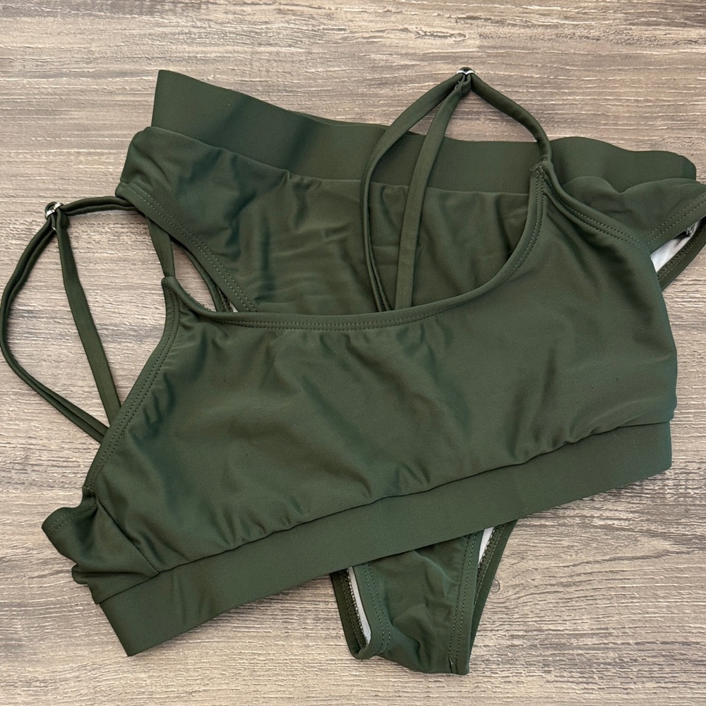 Olive Green High Waist Bikini Set